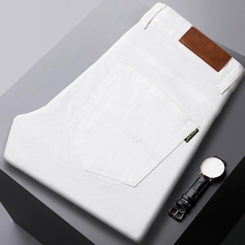 

Новые легкие роскошные модные розовые джинсы мужские узкие летние эластичные мужские повседневные брюки со средней талией 36 белый