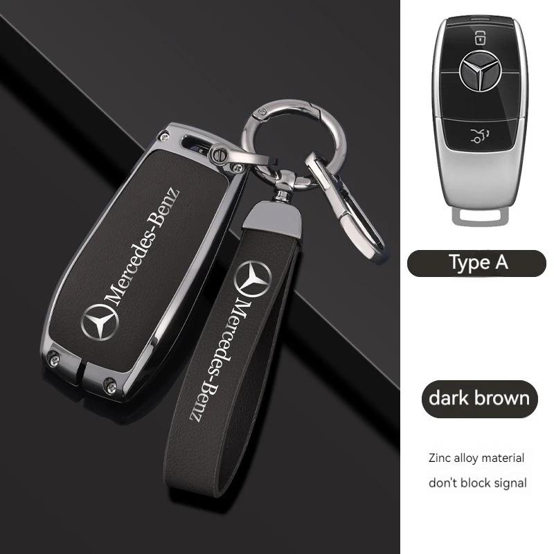 1pcs Leather Car Smart Key Case Cover Shell Fob Holder For Mercedes Benz A B C E S R-Class C43 CLA GLB GLC GLK SLK SL Vito W20