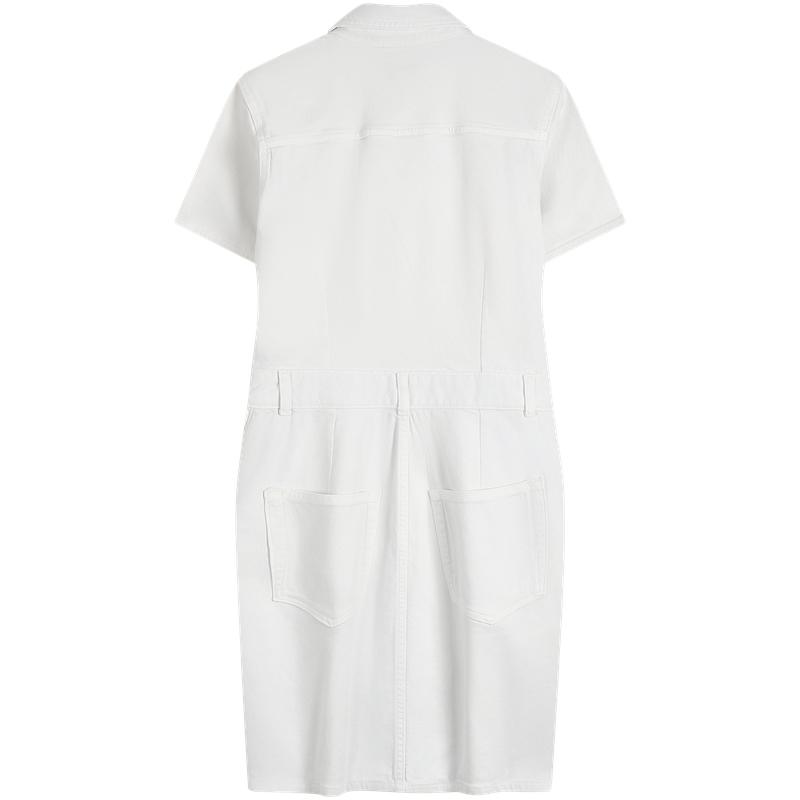 Calvin Klein American Vintage Studded Button Down Collar Denim Short Sleeve Dress Women dress 47C664G