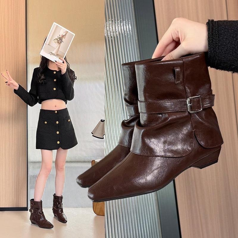 New Style Shoes - Retro Square-toe Platform Boots for Women - Retro Short Boots