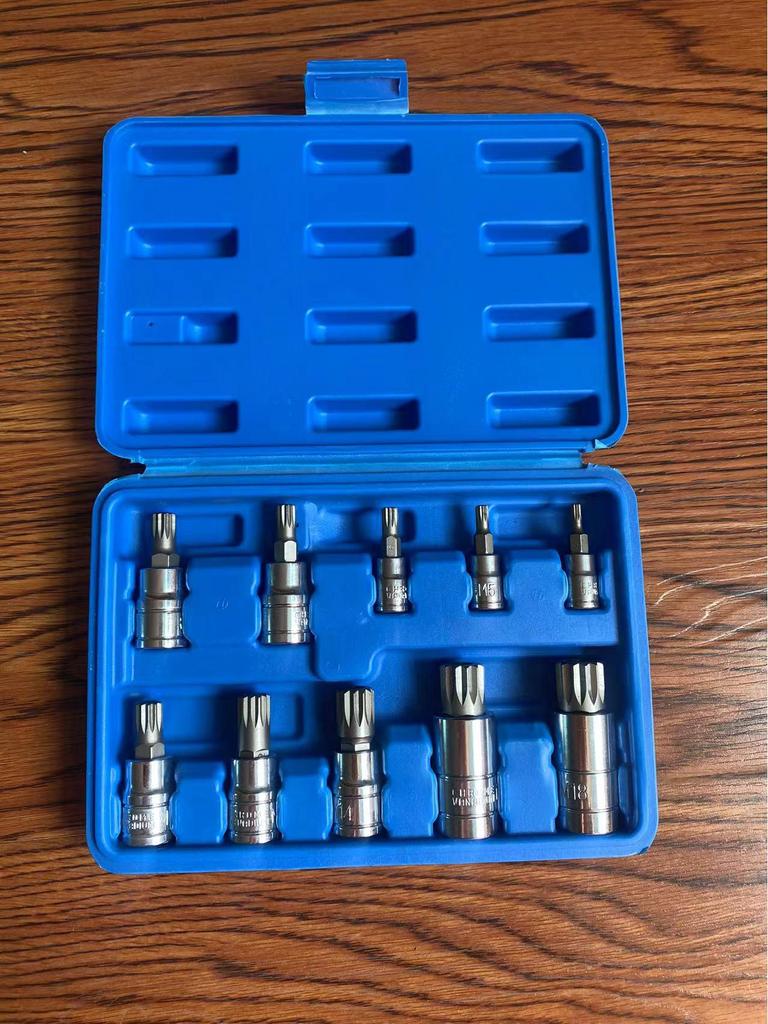 12PC 1/2" Knurled Press Bit Socket Set for Pneumatic Auto Repair Tools
