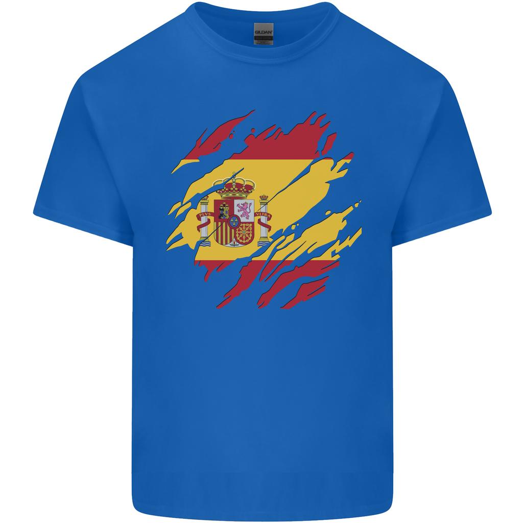 Torn Spain Flag Spanish Day Football Unisexs Light Cotton TShirt