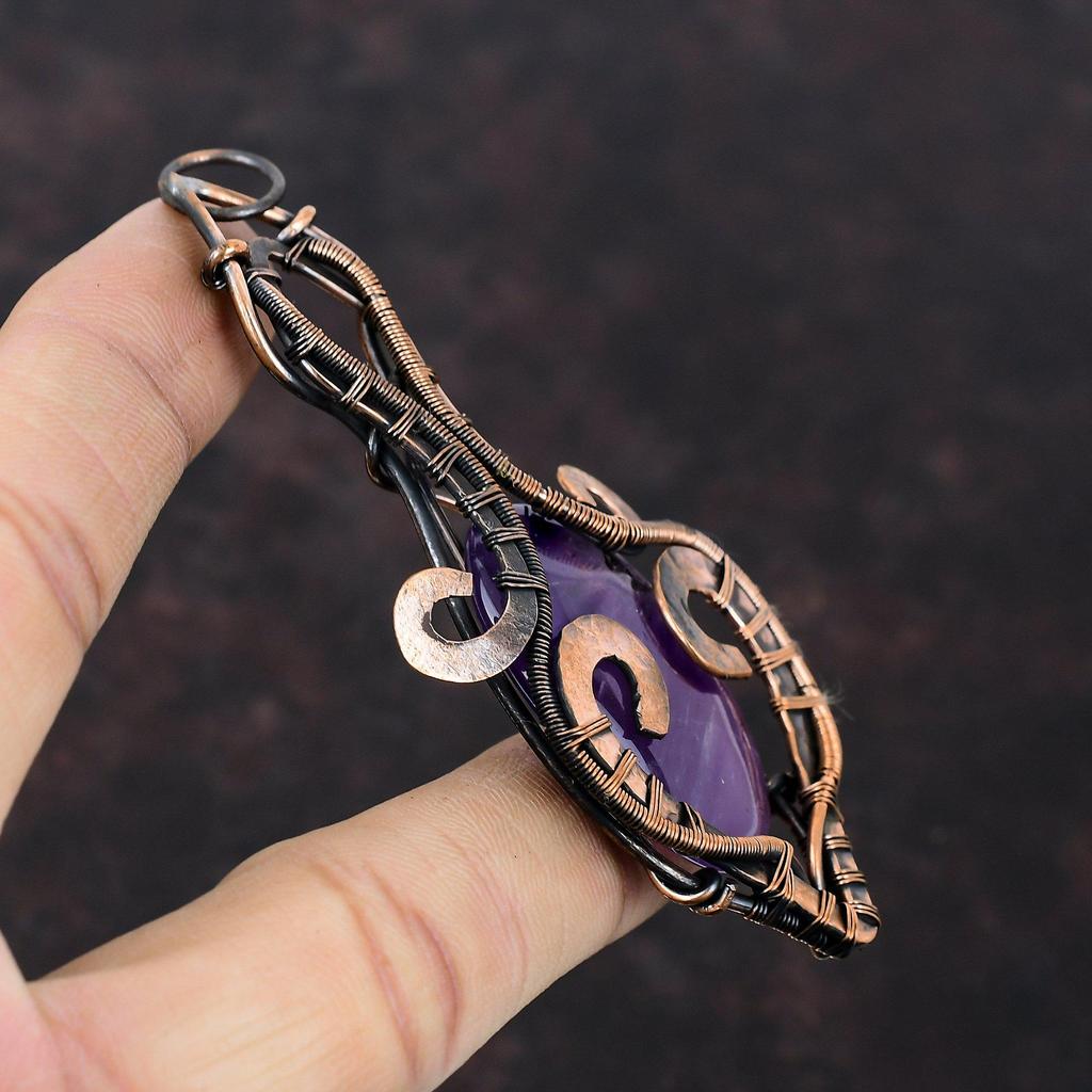 Star Amethyst Pendant Copper Wire Wrapped Pendant Very Pretty Copper Jewelry Gemstone Handmade Pendant Unique Wire Wrap Jewelry Gift For Mom