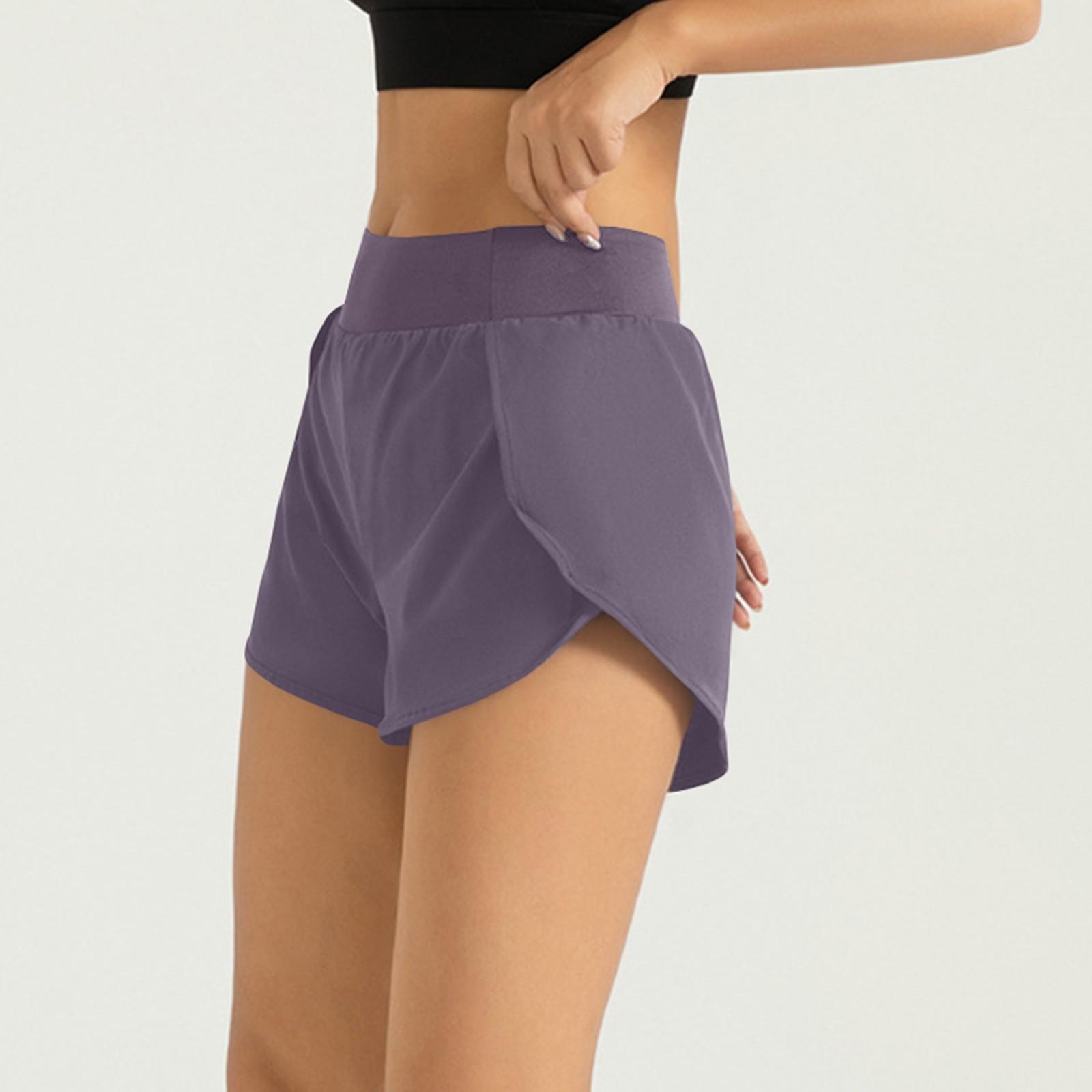

Женские быстросохнущие свободные тонкие шорты для бега с боковым карманом и защитой от воздействия окружающей среды для фитнеса M фиолетовый