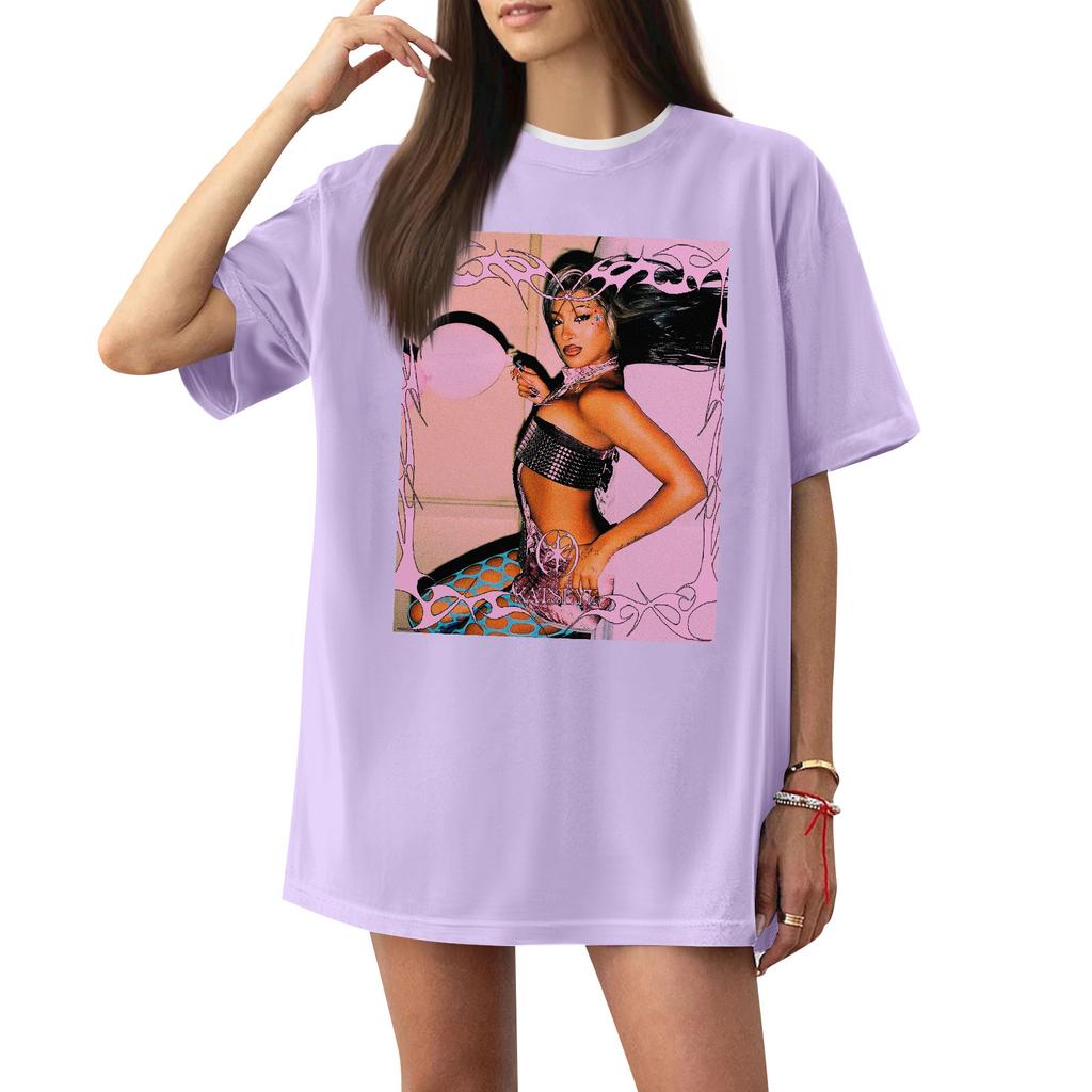 Women's Casual Printed T-Shirt Round Neck Pullover Short Sleeve Top