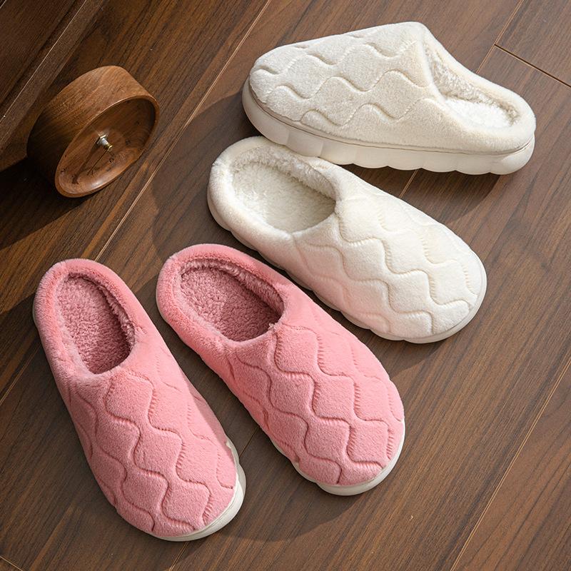 Fashion Winter Short Plush Warm Women's Cotton Slippers Indoor Home Casual Slides Autumn Non-slip Men Comfortable Slippers