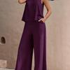 New Women's Sleeveless Vest And Trousers Two Piece Set Fashion Solid Color Two Piece Round Neck Top Pants Suit Casual Set