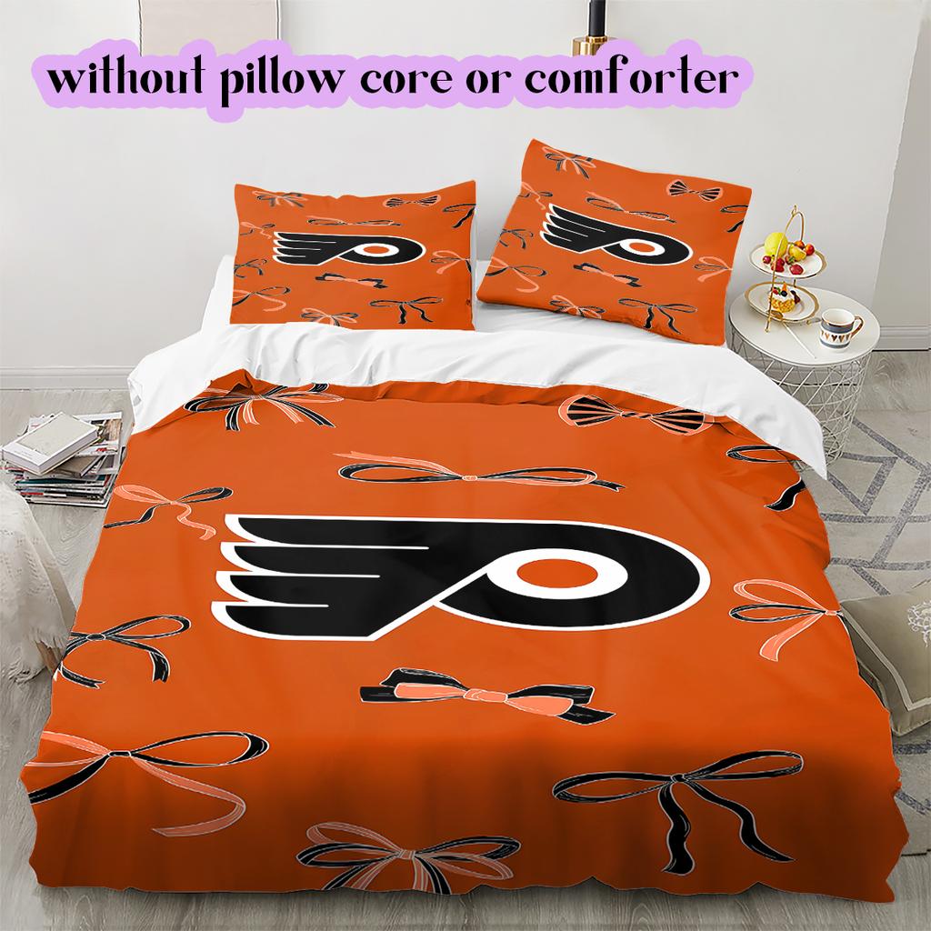 Set cu model logo hochei pe gheață cuvertură cu față de pernă Decorare casă Cadou de ziua de naștere (1*husa de pilotă+ 2*fețe de pernă, fără umplutură)