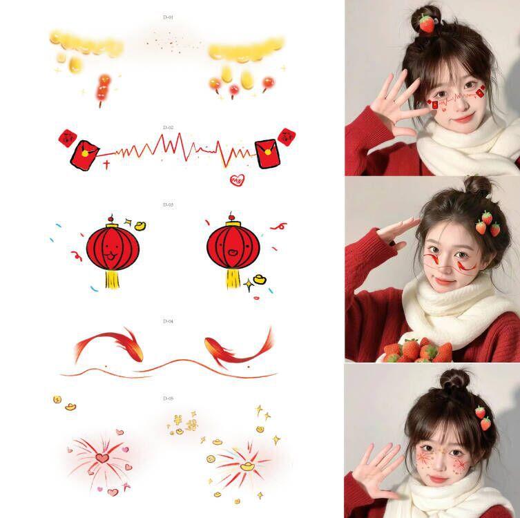 Cartoon Pattern Water Transfer Tattoo Decals Disposable Facial Stickers Lovely Removable Body Art Ornaments Waterproof Temporar