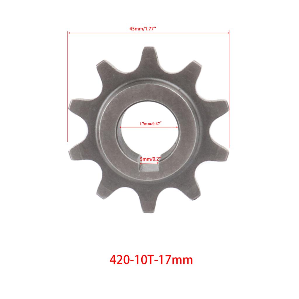 10 Teeth 420 16mm/17mm Chain Front Engine Sprocket with Cotter Open Pin for Coleman CT200 Trail 200 Mini Bike KT196 Go Kart