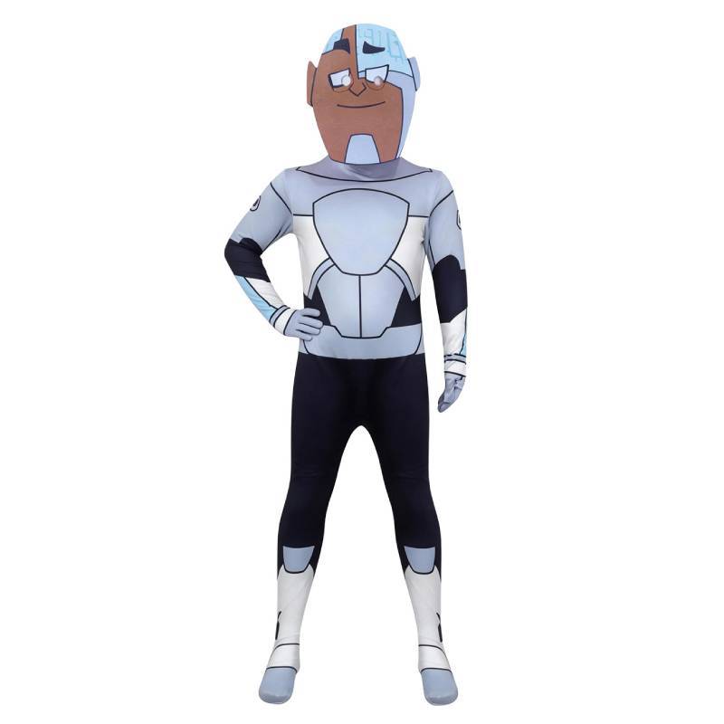 Teen Titans Go Cyborg Kids Cosplay Jumpsuit With Polyester Fabric For Halloween Party