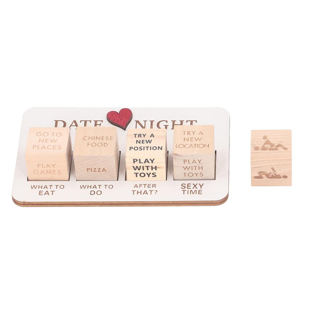 סט קוביות עץ קוביות לדייט לילי זוגי קוביות למשחק בלוקים עם שקית שרוך שחורה