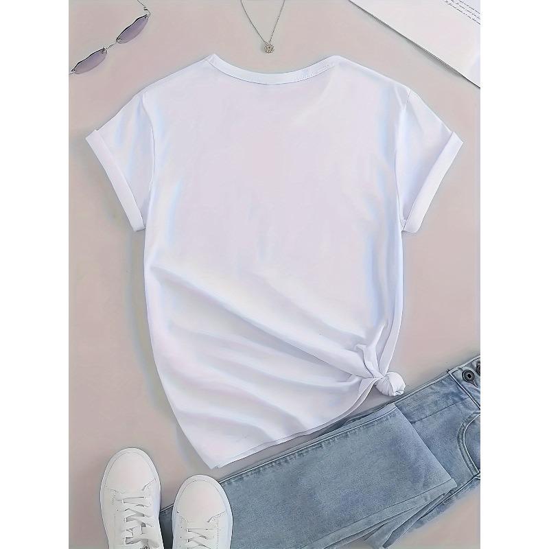 Womens Coffee Letter Print Short Sleeve T Shirt Casual Round Neck Alphabet Machine Washable Casual Wear All Body Types Comfortable Top