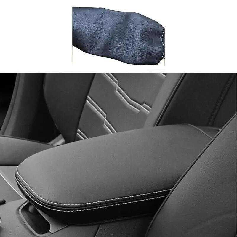 Black Leather Central Console Armrest Box Cover Trim For Cadillac XT5 2017-