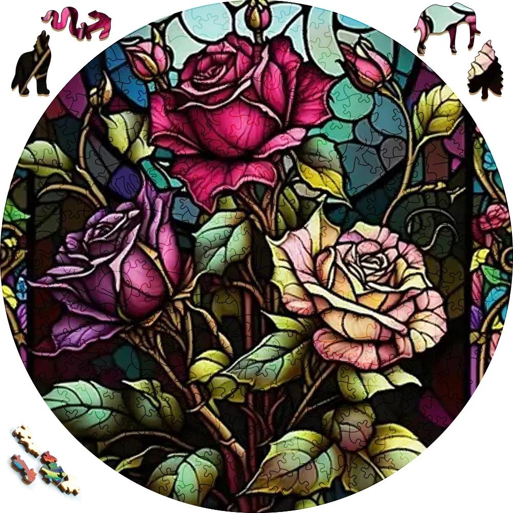 Wooden Puzzles Flowers Art Decoration Irregular Shape Puzzle Board Set Puzzle Toys for Adults Family