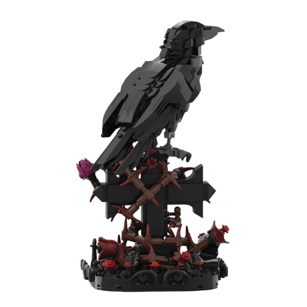 Halloween Gothic Cross and Building Set, Creative Brick Model Kit for Shelf Table Decor