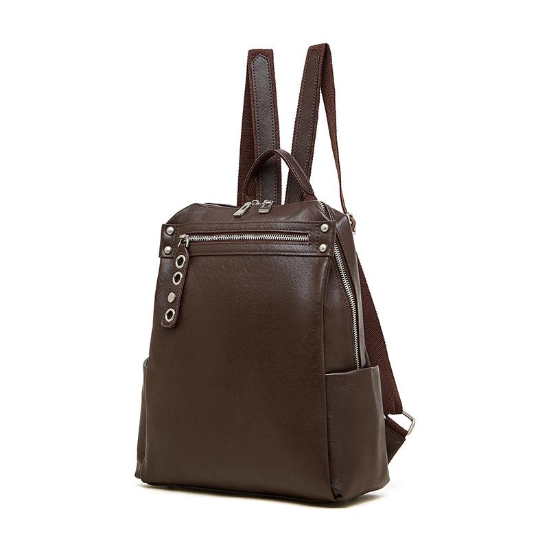 First-layer Vegetable-tanned Leather Backpack, Large-capacity Travel Light and Niche Leather Women's Bag, Business Trip Backpack