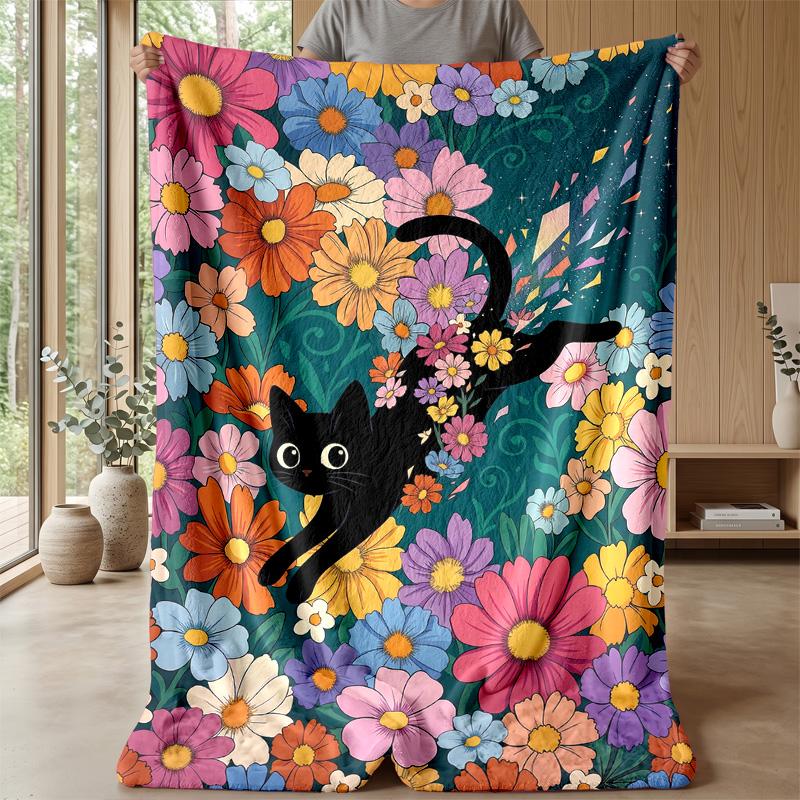 Fantasy Kitten Dreamscape Theme blanket Lightweight Warm Flannel Blanket Decorative Throw Blanket for Home Decoration