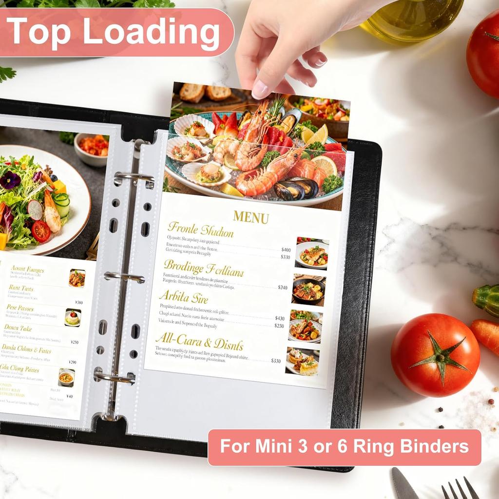 30 Pack 60 Pockets 5.5x8.5” Sheet Protector Sleeves for 6 Ring A5 Binder, A5 Mini 3 Ring Binder, Ultra-Clear Playbill Holder Sleeves, Double-Sided,