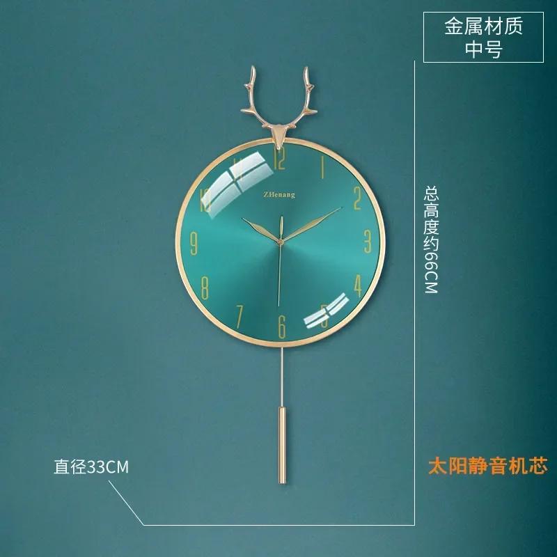 

Nordic Luxury Wall Clock Modern Silent Metal Pendulum Clocks Wall Home Decor Gold Deer Head Watches Living Room DecorationU3J6R9