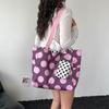 Large Capacity Double-sided Tote Bag Zipper Casual Shoulder Bag Nylon Polka Dot Bag  Versatile Use