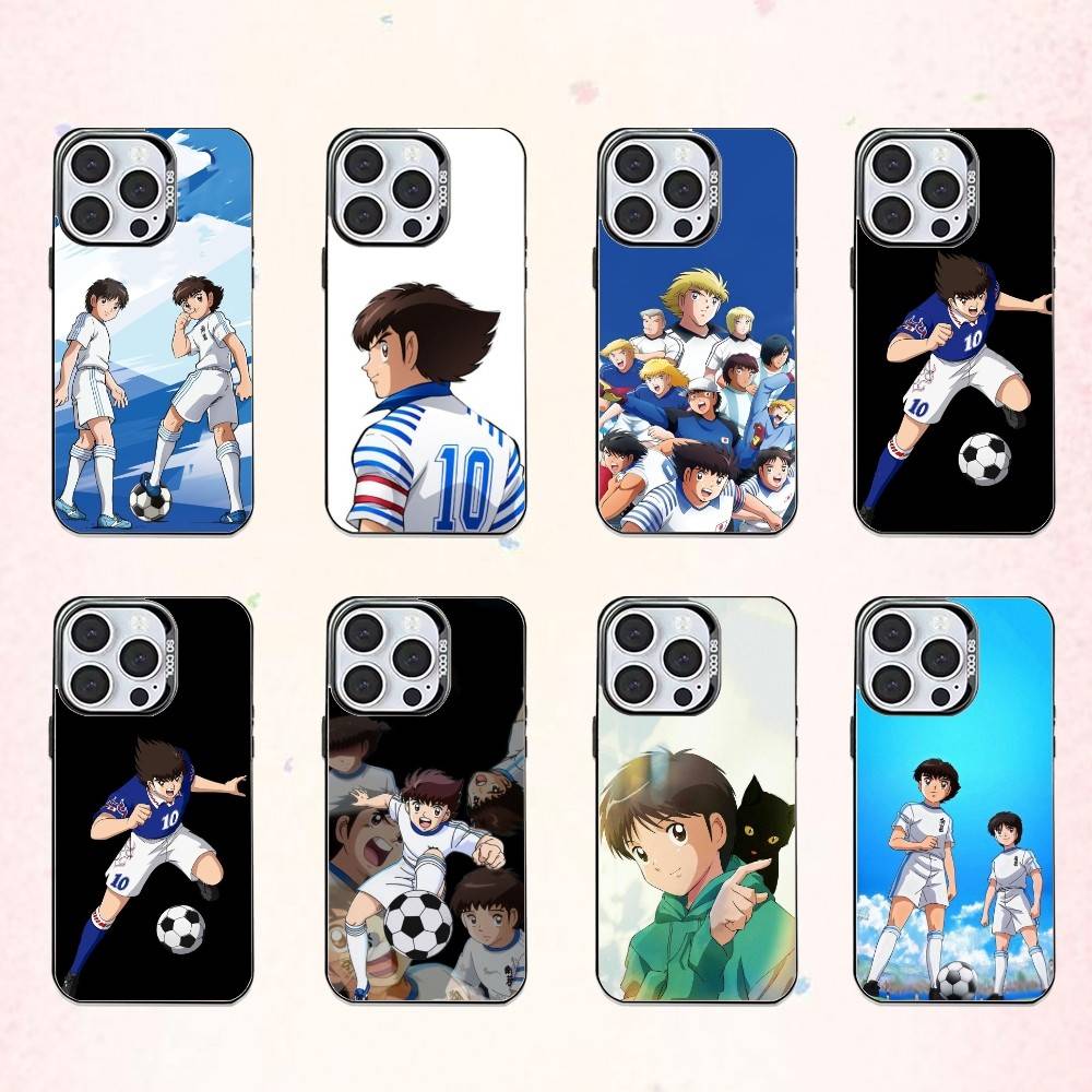 Anime C-captain T-tsubasa Phone Case For iPhone17,16,15,14,13,12,11 Plus,Pro Max Colored Silver Plated Inside Cover