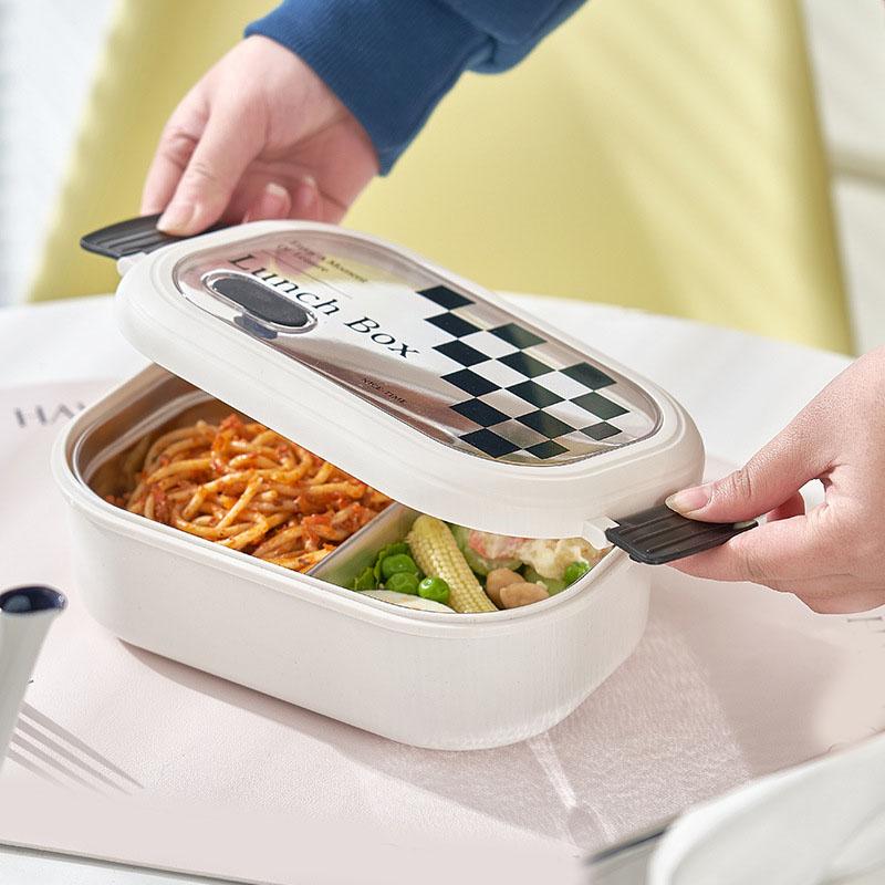 2 Compartment Bento Box Heat Preservation Stainless Steel Interlayer Lunch Box Airtight Portable Food Storage