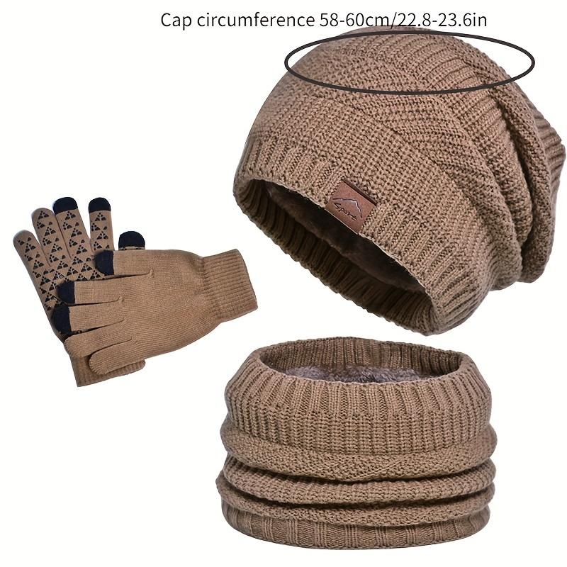 2025 9606 Winter Fleece-Lined Warm Hat and Scarf Set with Ear Protection Knitted Beanie for Men, European Style Cross-border Knit Cap