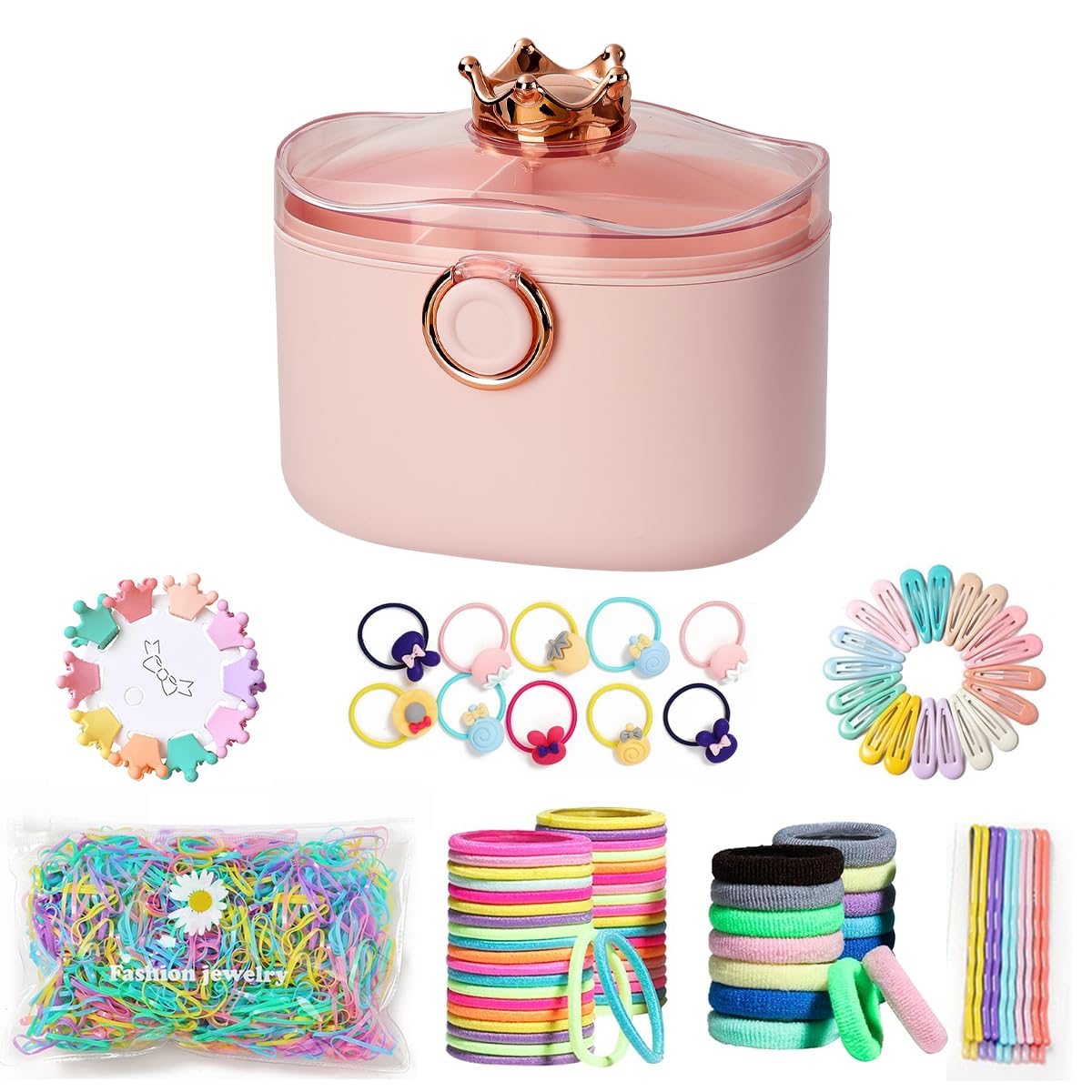 

Аксессуар для волос для девочек Корона Укладка Резинки для волос Подарок 1130 ШТ. Набор аксессуаров для волос Детский Начальная школа Унисекс Дети Взрослые Лента Украшение для волос розовый