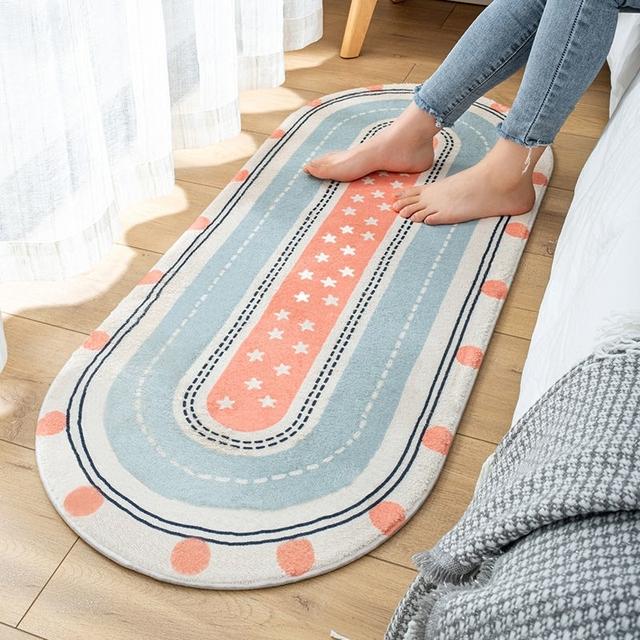 Rainbow Bedside Long Carpet Pattern Rainbow Carpets Non -Slip Living Room Floor Mat Stripe Nordic Area Rugs Bedroom Soft Mats