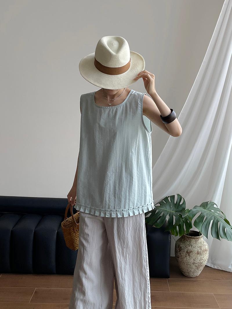 [Welfare payment, non-refundable] Sweet sleeveless lace pleated vest women s loose temperament sleeveless shirt 2770 M