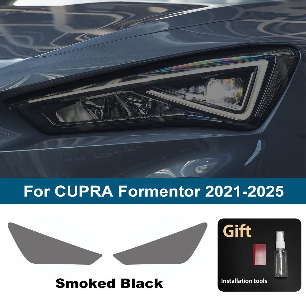 

TPU Car Headlight Protective Film For Seat CUPRA Formentor Leon Smoke Black Gloss Pre-Cut PPF Anti-Scratch Vinyl Wrap Cover Kit For Formentor SMK