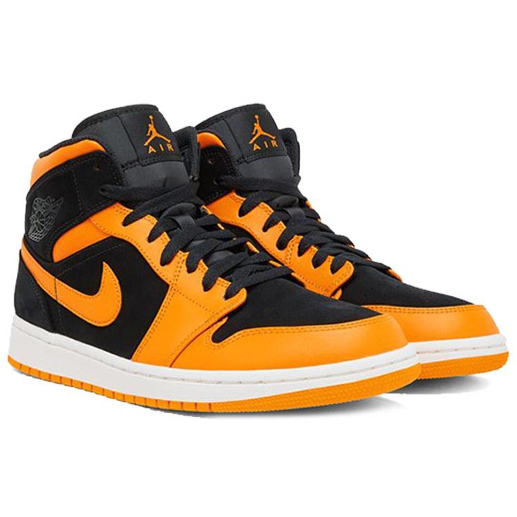 New JORDAN 1 Mid Black Orange Peel 554724-081