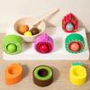 Montessori Wooden Sorting Cups Baby Brain Training Toy With Fruit Color Matching