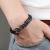 Men's Bracelet Dark Brown Leather Braided Surgical Steel Gift