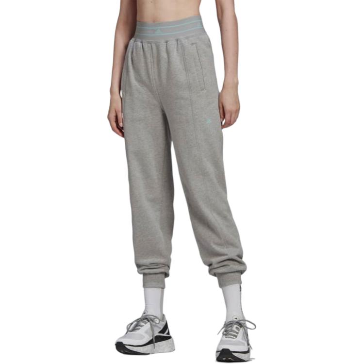 Adidas Solid Color Elastic Cuff Fitness Sports Pants Women Pants Gray HA8962