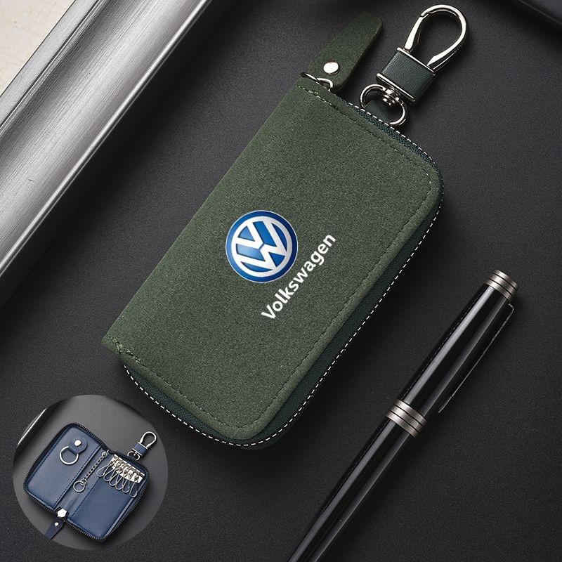 Suede Car Key Storage Bag Portable Card Coin Wallet Keychain For Volkswagen VW Golf Tiguan Jetta Passat Polo Touran GTD Scirocco zr4