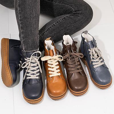 Snow Boots Women's 2025 New Flat Heel Martin Boots Winter High-top Single Shoes Women's Cotton Shoes Plus Size