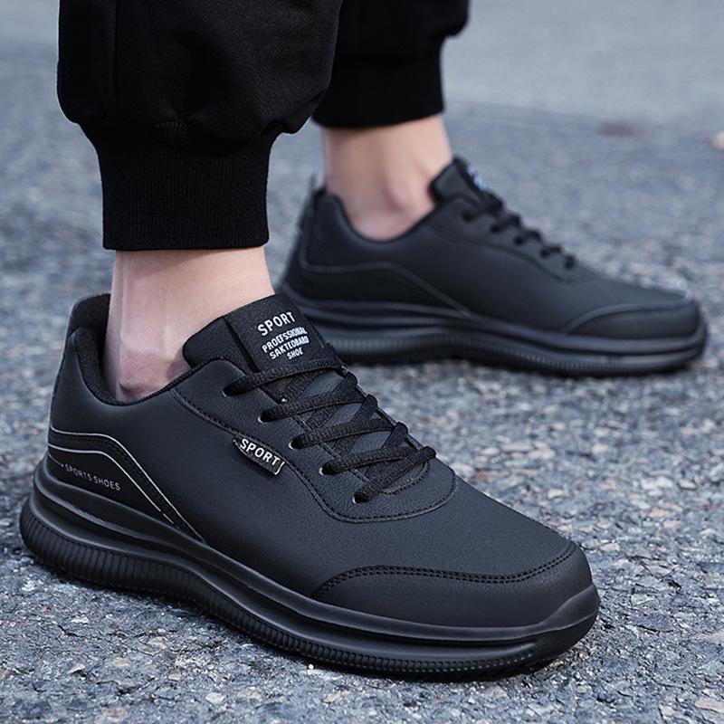 Extra Large Men's Waterproof Leather Sneakers - Sizes 45-48, Ideal for Rain, Spring, and Kitchen Work
