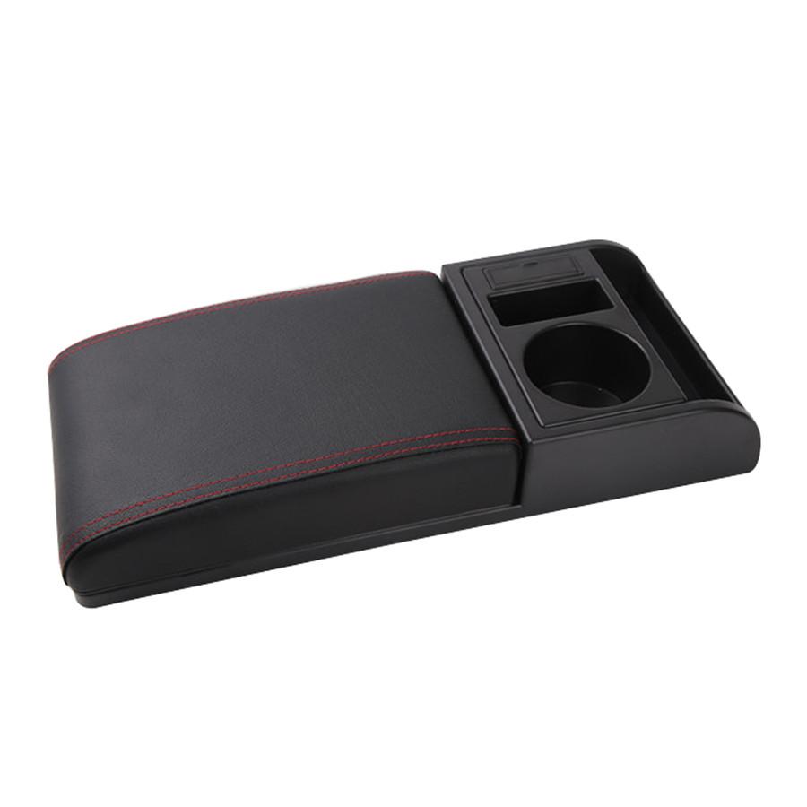 Universal Car Armrest With Cup Holder PU Leather Storage Box Soft Elbow Suppoty Cushion Multi-functional Movable Armrest