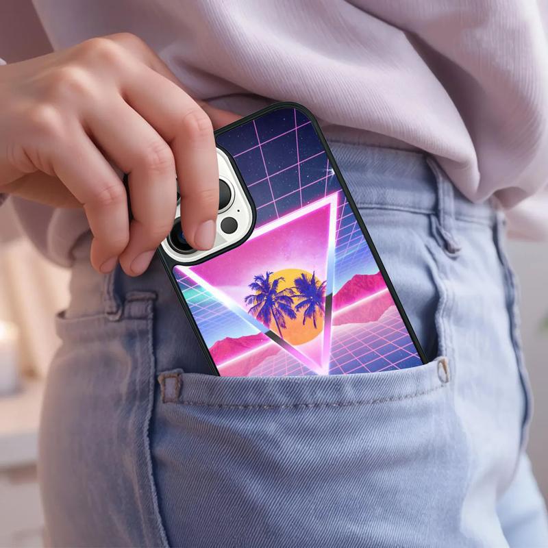 Synthwave 80's Retro Neon vaporwave Phone Case For iPhone 17 Air 15 16e 14 13 Pro Max Coque 12 11 Pro Max PLUS cover