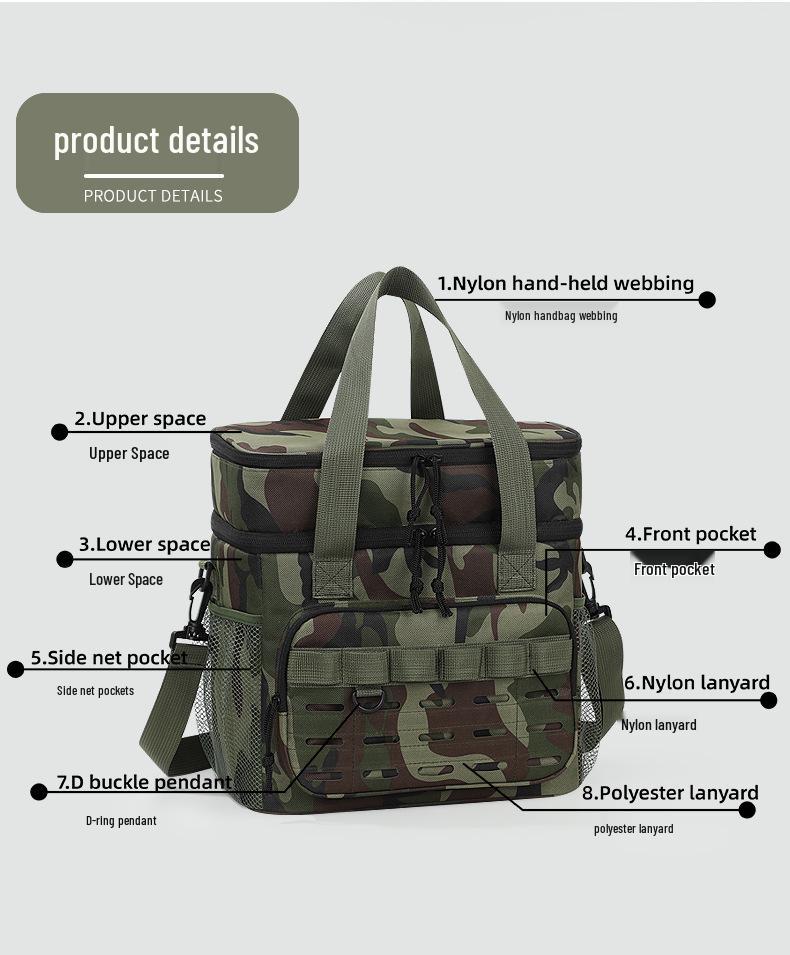 Camouflage Double-Layer Insulated Picnic & Camping Bag - Large Capacity Crossbody Thermos Bag