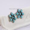 Kingman Turquoise Flower Stud Earrings, Boho Earrings, 925 Sterling Silver Earrings, Cluster Jewelry, Engagement Stud Earring