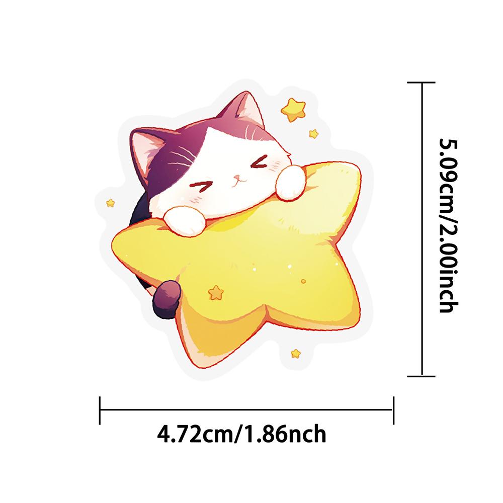 10/30/50pcs Kawaii Colorful Cat Transparent PET Stickers Cute Cartoon Sticker Decoration Suitcase Notebook Phone Decals Packing