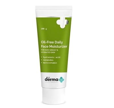 The Derma Co Oil-Free Daily Face Moisturizer With Hyaluronic Acid, Ceramides & Multivitamins for Non-Greasy & Hydrated Skin 100g