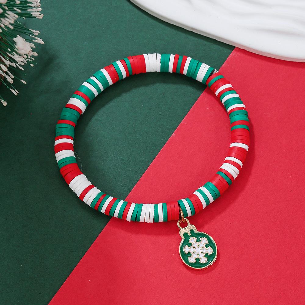 European and American Christmas popular soft pottery bracelet, elk snowman Christmas tree alloy pendant, gift jewelry