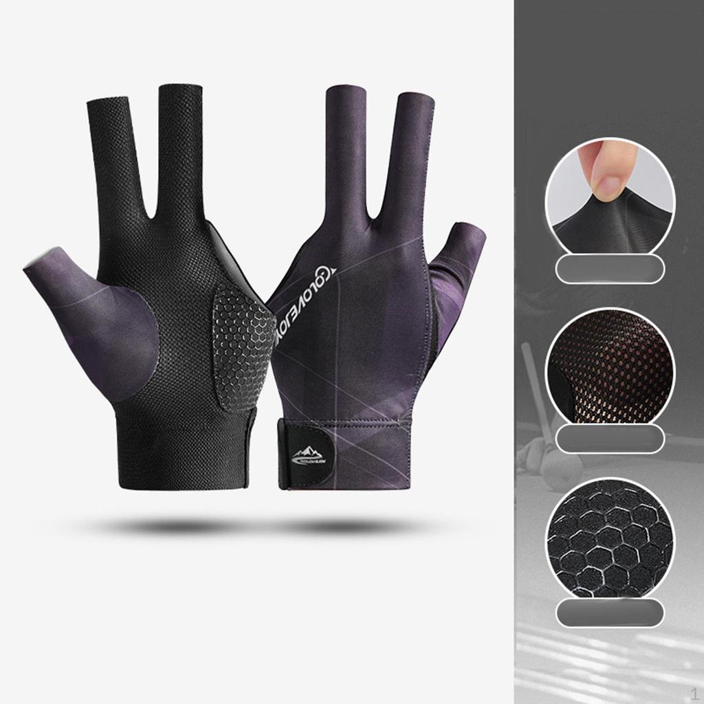 3 Fingers Gloves Pool Left Hand Snooker Indoor Game Anti Slip Elastic Breathable Professional