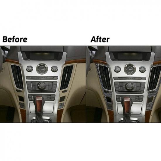 2Pcs Center Air Vent Cover Carbon Fiber Interior Trim Fits 2008-13 Cadillac CTS