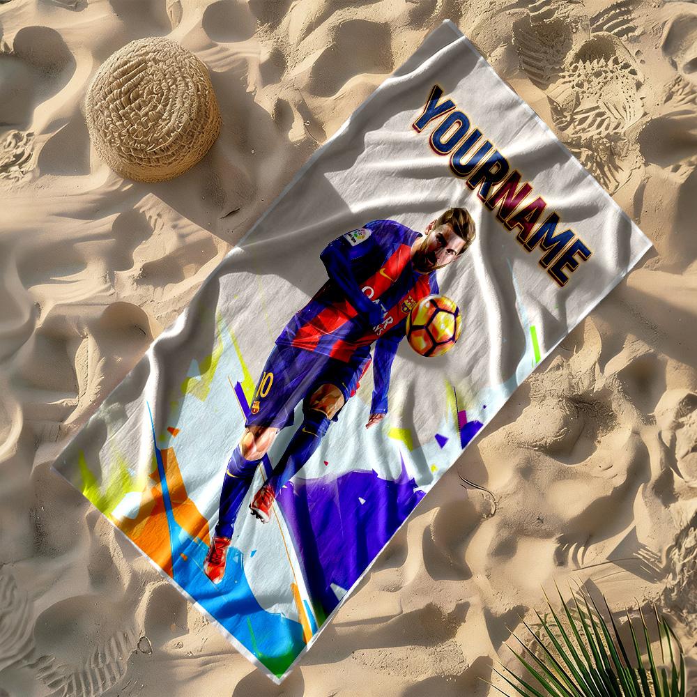 Messi Personalisiertes Text Strandtuch Hohe Saugfähigkeit & Schnelltrocknend Perfekt für Reisen Yoga Camping und Schwimmen