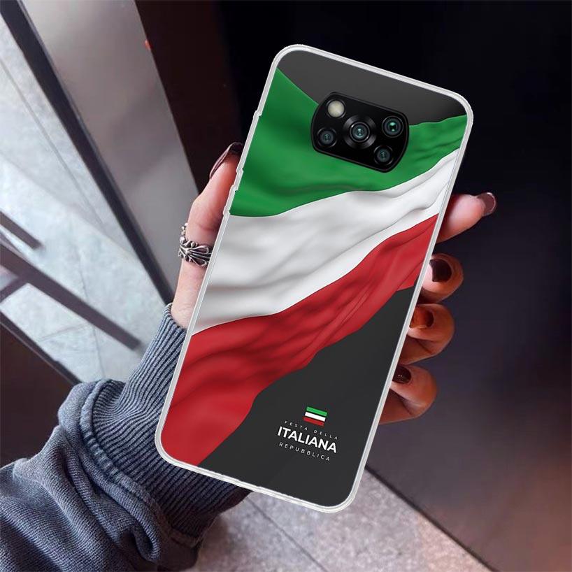 Italy Flag Phone Case For Xiaomi Poco X5 X6 X7 Pro F7 Ultra M7 Redmi 15C 15 13C 13 12C 12 10 10C 10A 9 9C 9T 9A Cover Poco X3 X5